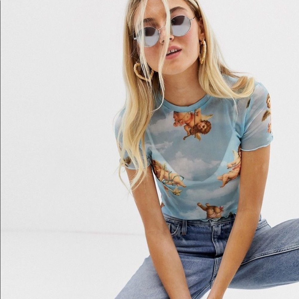 NWT Angel cherub tulle/mesh crop top